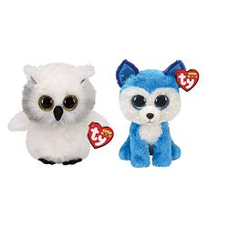 Foto van Ty - knuffel - beanie boo's - ausitin owl & prince husky