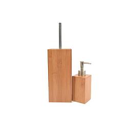 Foto van Toiletborstel bamboe met bamboe zeep dispenser