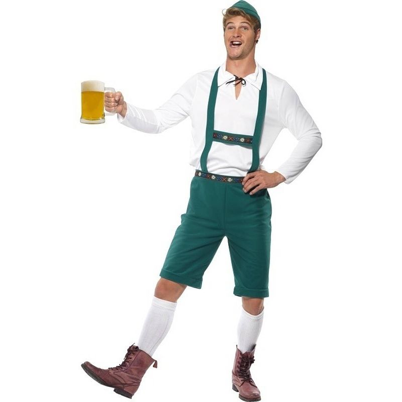 Foto van Oktoberfest - groene oktoberfest lederhosen voor heren - bierfeest kleding 52-54 (l)