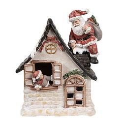 Foto van Clayre & eef kerstdecoratie met led-verlichting huis 16x8x19 cm wit polyresin wit