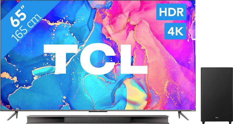 Foto van Tcl qled 65c635 (2022) + soundbar