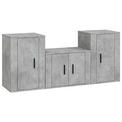 Foto van The living store klassieke televisiekastenset - betongrijs - 57 x 34.5 x 40 cm - wandgemonteerd