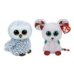 Foto van Ty - knuffel - beanie boo's - owlette owl & christmas mouse