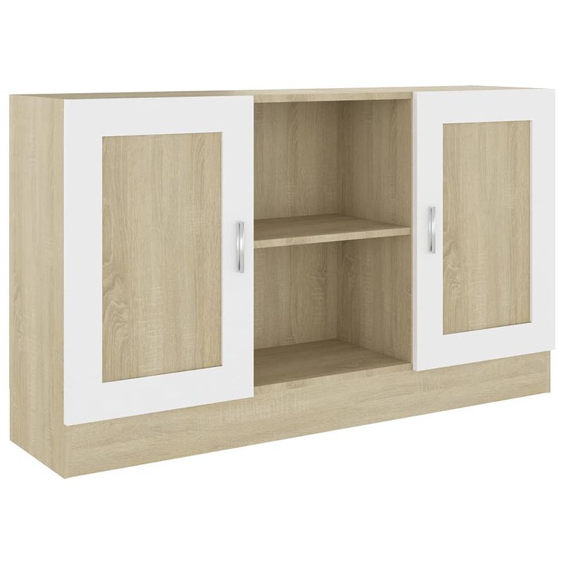 Foto van Vidaxl dressoir 120x30,5x70 cm spaanplaat wit en sonoma eikenkleurig