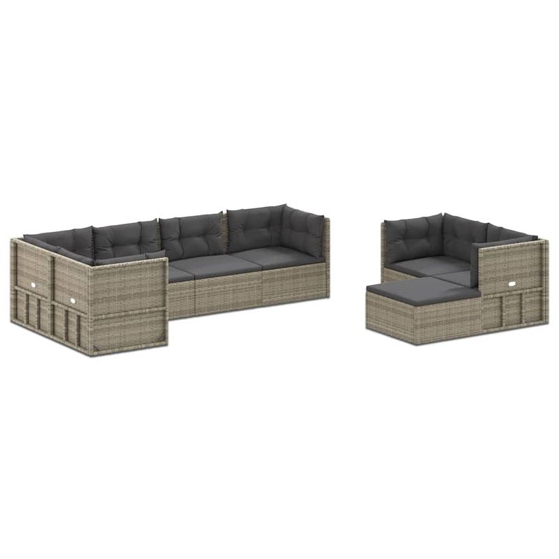 Foto van Vidaxl 8-delige loungeset met kussens poly rattan grijs