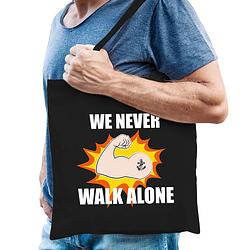 Foto van We never walk alone tas coronacrisis zwart voor heren - feest boodschappentassen
