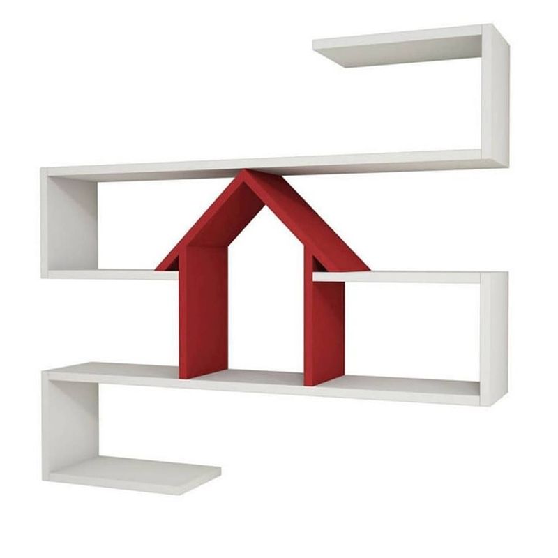 Foto van Homemania wandschap nest 100x22x93 cm wit en rood