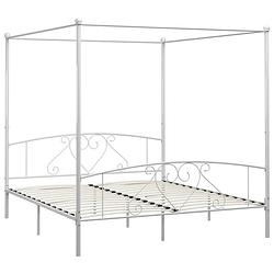 Foto van The living store metalen hemelbedframe - wit - 209 x 207.5 x 198 cm (l x b x h) - geschikte matras- 200 x 200 cm (b x