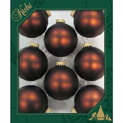 Foto van 8x stuks glazen kerstballen 7 cm mustang velvet bruin mat - kerstbal