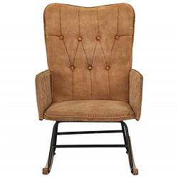 Foto van Infiori schommelstoel in vintage stijl canvas bruin