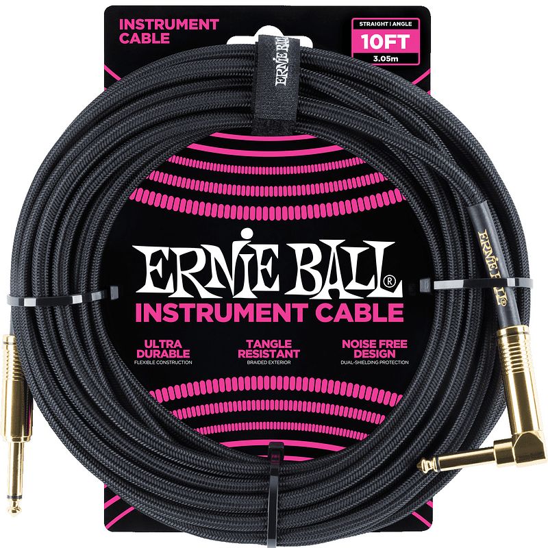 Foto van Ernie ball 6081 braided instrument cable, 3 meter, black