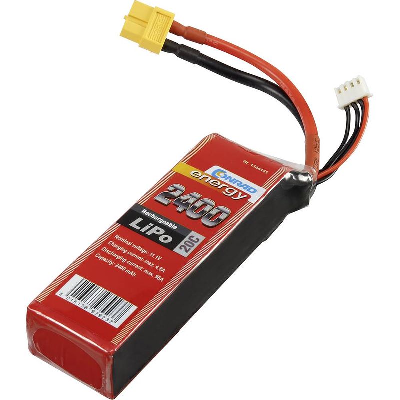 Foto van Conrad energy lipo accupack 11.1 v 2400 mah aantal cellen: 3 20 c softcase xt60