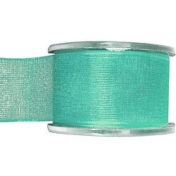 Foto van 1x hobby/decoratie mintgroene organza sierlinten 4 cm/40 mm x 20 meter - cadeaulinten