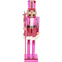 Foto van Christmas decoration notenkraker figuur/beeld - 60 cm - knalroze - kerstbeeldjes