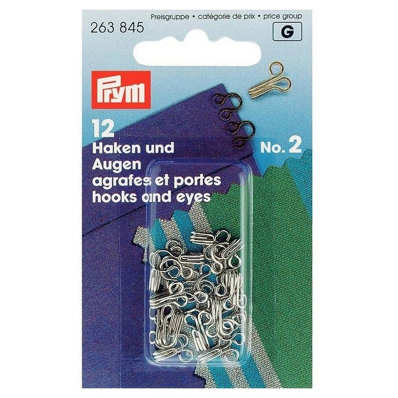 Foto van Prym haken en ogen messing zilverkleurig no. 2