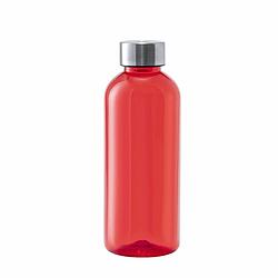 Foto van Kunststof waterfles/drinkfles/sportfles - rood transparant - met rvs dop - 600 ml - drinkflessen
