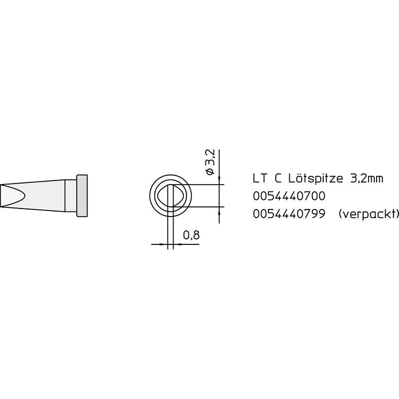 Foto van Weller lt-c soldeerpunt beitelvorm, recht grootte soldeerpunt 3.2 mm inhoud: 1 stuk(s)