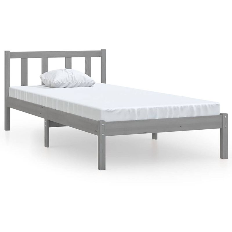 Foto van Vidaxl bedframe massief grenenhout grijs 100x200 cm