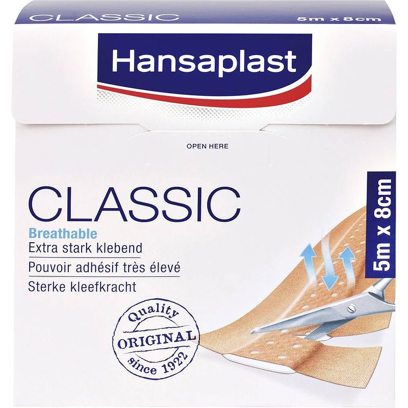 Foto van Hansaplast 1556521 hansaplast classic standaard pleister 5 m x 8 cm