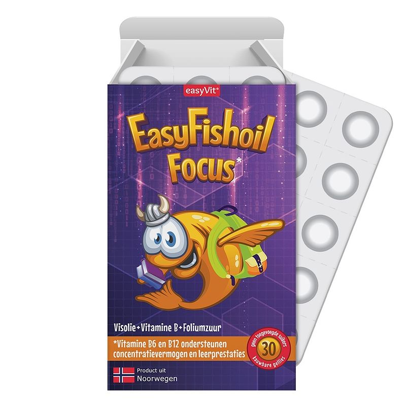 Foto van Easyvit easyfishoil focus kauwtabletten