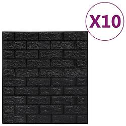 Foto van Vidaxl 3d-behang zelfklevend 10 st bakstenen zwart