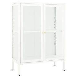 Foto van Vidaxl dressoir 75x35x105 cm staal en glas wit