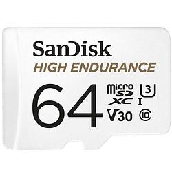 Foto van Sandisk microsdhc high endurance 64gb incl sd adapter micro sd-kaart wit