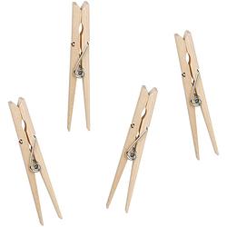 Foto van Urban living xl size wasknijpers - 24x - bamboe - 9 cm - extra groot formaat - knijpers