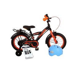 Foto van Volare kinderfiets thombike - 16 inch - zwart/geel - inclusief fietshelm & accessoires