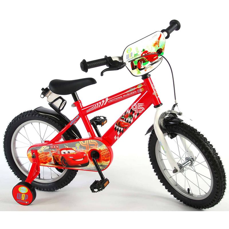 Foto van Disney jongensfiets cars 16 inch 25,4 cm jongens terugtraprem rood