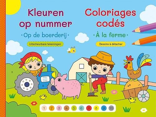 Foto van Kleuren op nummer - op de boerderij / coloriages codés - a la ferme - znu - paperback (9789044764321)