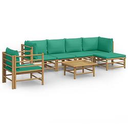 Foto van Vidaxl 7-delige loungeset met kussens bamboe groen