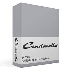 Foto van Cinderella jersey split-topper hoeslaken - 100% gebreide jersey katoen - lits-jumeaux (200x200/210 cm) - light grey