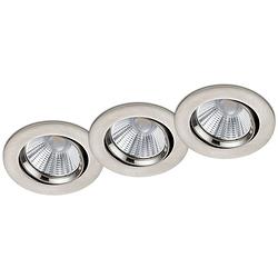 Foto van Led spot 3 pack - inbouwspot - trion paniro - rond 5w - dimbaar - warm wit 3000k - mat nikkel - aluminium - ø80mm