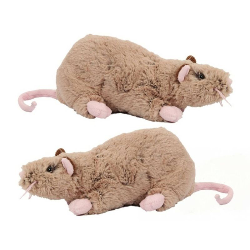 Foto van Set van 2x stuks pluche ratten knuffels - bruin - 22 cm - knuffel huisdieren