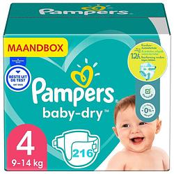 Foto van Pampers - baby dry - maat 4 - maandbox - 216 luiers - 9/14 kg