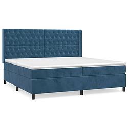 Foto van The living store boxspring bed - donkerblauw fluweel - pocketvering matras - middelharde ondersteuning -