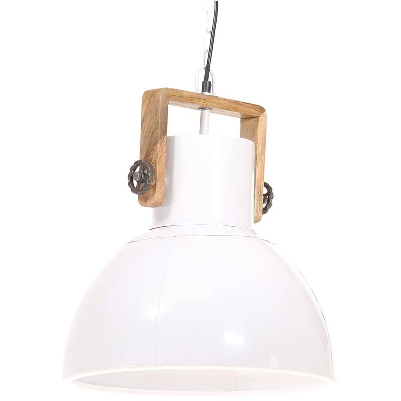 Foto van The living store hanglamp industriële stijl wit bruin - 40x47 cm - 123 cm - e27 fitting - max 25w