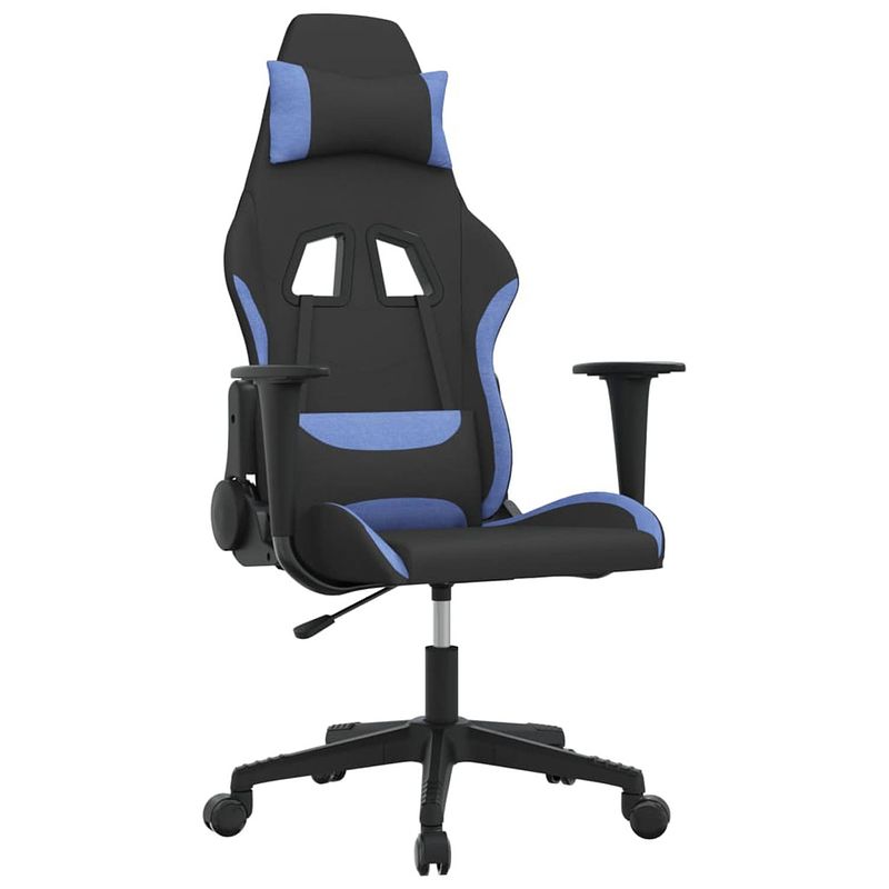 Foto van Vidaxl massage gamestoel stof zwart en blauw