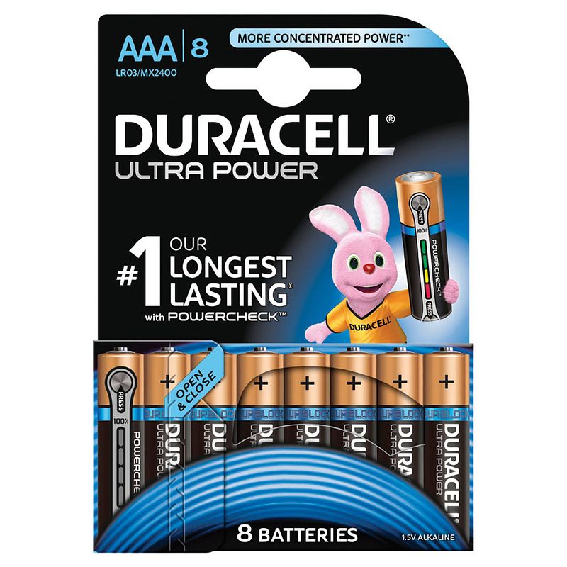 Foto van Duracell ultra power aaa alkaline batterijen - 8 stuks