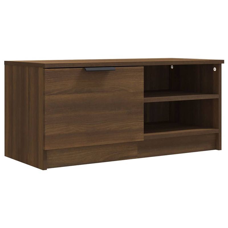 Foto van The living store tv-meubel bruineiken 80x35x36.5 cm - praktisch hout - voldoende opbergruimte