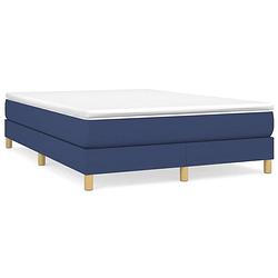 Foto van The living store boxspringframe - blauw - 203 x 140 x 25 cm - ademende stof - stevige poten - multiplex lattenbodem