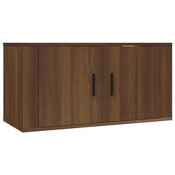 Foto van The living store tv-wandmeubel - bruineiken - 80 x 34.5 x 40 cm - bewerkt hout