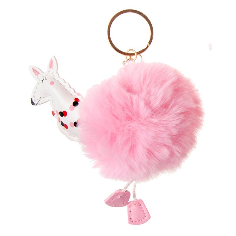 Foto van Lg-imports sleutelhanger fluffy alpaca roze 8 cm