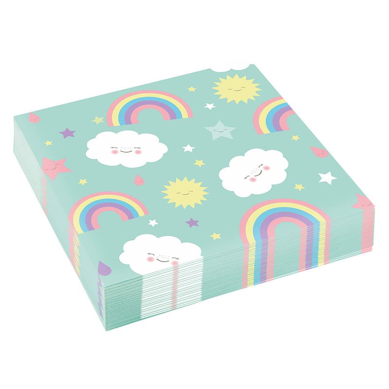 Foto van Amscan servetten rainbow & cloud 33 x 33 cm papier 20 stuks