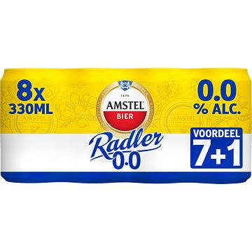 Foto van Amstel radler citroen 0.0% alcoholvrij blik 7+1 x 330ml bij jumbo