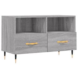 Foto van The living store tv-meubel - grijs sonoma eiken - 80 x 36 x 50 cm - bewerkt hout en ijzer