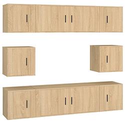 Foto van The living store tv-meubelset sonoma eiken - 2x 100x34.5x40cm + 6x 40x34.5x40cm