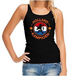 Foto van Zwart fan tanktop / kleding holland kampioen met leeuw ek/ wk voor dames l - feestshirts