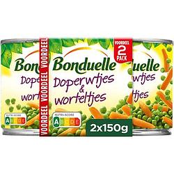 Foto van Bonduelle doperwtjes & worteltjes voordeelpak 2x150g bij jumbo